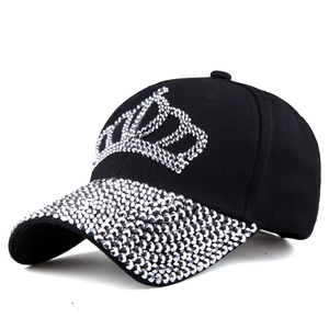 Women Crown Rhinestone Baseball Cap Adjustable Sparkly Bling Sun Hat Cotton Denim Fashion Outdoors Travel Trucker Hat