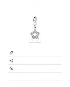 Macro detail of a 925 sterling silver star pendant with cubic zirconia, size 8.5x9mm