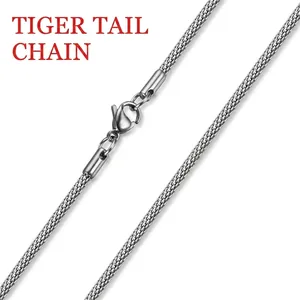 Polished stainless steel tiger tail chain necklace with durable dragon claw clasp closure
