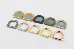 Detailed set of multi-color metal D-ring spring clasps for handbag and key accessories