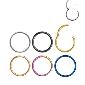 F136 titanium hinged segment rings for nose or ears in silver gold black and rainbow