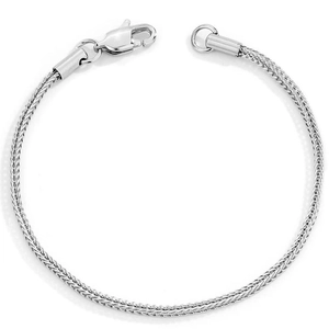 Men's titanium steel bracelet with polished silver woven chain and lobster clasp