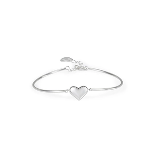 Minimalist S925 sterling silver heart bracelet with a polished peach heart pendant
