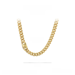 Détails du collier à maillons cubains en acier inoxydable doré, dimensions 450x11mm