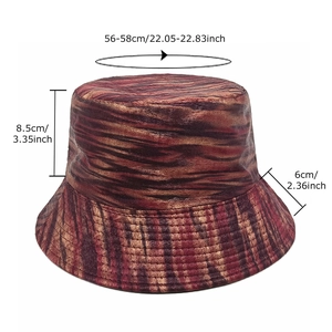 Unisex hip-hop bucket hat with retro reddish-brown wood grain pattern for streetwear