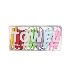 Portable compressed towel set of 14 pieces in a clear box for travel 24x30cm