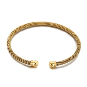 18K gold plated 4mm mesh woven cable cuff bracelet made of durable stainless steel