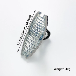 Large 11cm striped shark hair claw clip for thick hair in translucent grey finish