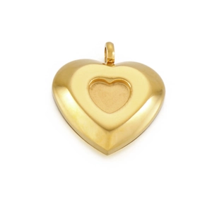 Double heart gold stainless steel pendant with polished finish and bail detail