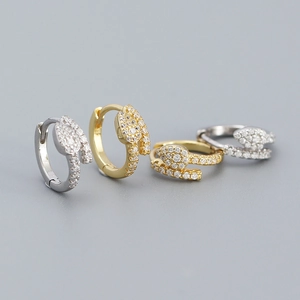 Snake Hoop Earrings 925 Sterling Silver Zircon Chic Animal Design Minimalist Punk Style For Women