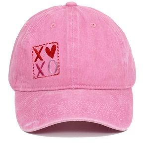 Berretto da Baseball in Cotone Lavato Ricamo Cuore XOXO Vintage Invecchiato Regolabile per Uomo Donna Regalo San Valentino