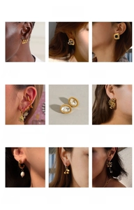 Variété de boucles d'oreilles en acier inoxydable avec détails cœurs et perles