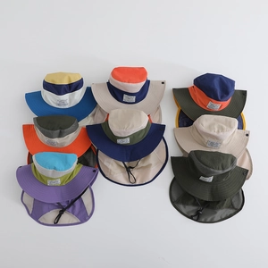 Outdoor kids boonie hat with neck protection and breathable mesh in multiple colors