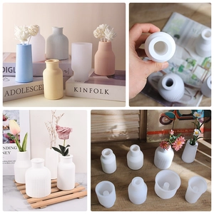 Molde de silicona para jarrones de rayas DIY en resina y decoración de hogar moderna