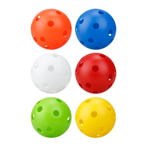 Set of 6 colorful 72mm 26-hole indoor pickleballs for practice and floorball training