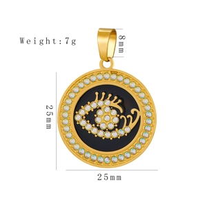 Golden Evil Eye pendant with clear crystals and dimensions for necklaces
