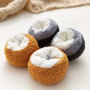 Calze calde in pile corallo arancione marrone e grigio scuro con morbida fodera in peluche