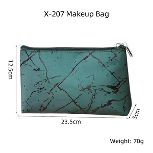 Detailed dimensions of marble green makeup bag with length 23.5cm and height 12.5cm