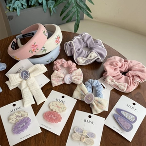 Floral Fabric Bowknot Embroidery Headbands Scrunchies And Artificial Pearl Hair Clips French Sweet Style Hair Accessories For Women