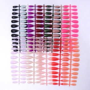 Almond Shape Press On Nails Long Glossy Solid Color False Nails Strip DIY Manicure Salon Style Women