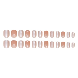 Press-on nail set featuring 24pcs short square nails with bows and pearl finish