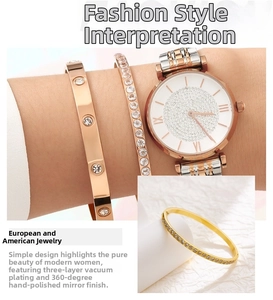 Detail of rose gold plated bracelet set with manual mirror polishing and crystal pavé