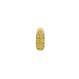 Macro shot of gold-plated pendant with sparkling cubic zirconia pavé detailing