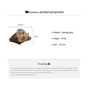 Detailed dimensions of the brown puppy acrylic hair claw clip with flocking material