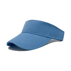Breathable blue sports visor hat with mesh knit texture and curved brim for sun protection