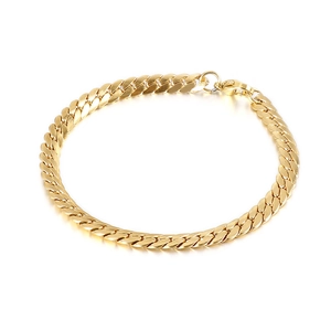 Minimalist gold plated stainless steel Cuban chain bracelet with lobster clasp