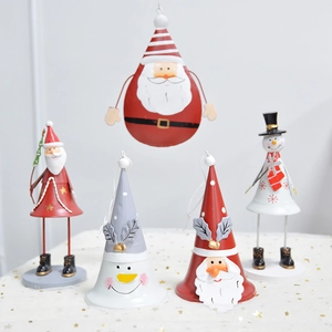 Cloches de Noël en fer peintes à la main avec Père Noël et bonhomme de neige décoratifs
