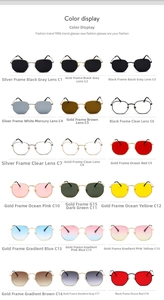 Colección detallada de gafas de sol de metal en varios colores degradados y océano