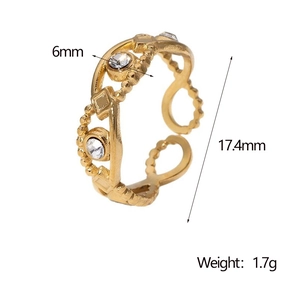 Detail showing 6mm width and 17.4mm inner diameter of gold-plated evil eye ring