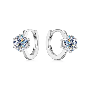 Moissanite hoop earrings in S925 silver with 1.00ct round brilliant cut gems