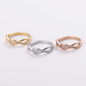 Infinity Heart Stainless Steel Ring For Women With Sparkling Rhinestone Inlaid Fashion Jewelry Gift Polished Finish