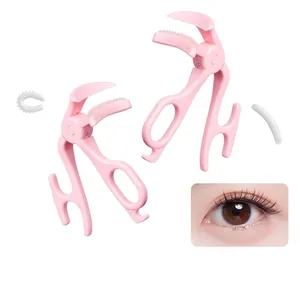 Rimless Eyelash Curler With Comb Teeth Portable Mini Lashes Curler Silicone Pad For Long Lasting Curling Makeup Tools