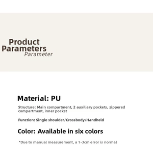 Detailed internal structure and PU leather material specs for this trendy crossbody bag