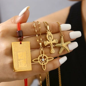18k gold plated stainless steel pendants including clover star and starfish charms