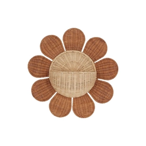 Nordic sunflower rattan wall hanging storage basket for kids room decor and home organizing