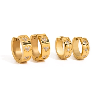 Edelstahl Herz Stern Ohrringe Gold Überzogen Romantisch Strass Huggies Für Damen Personalisiert INS Schmuck Geschenke