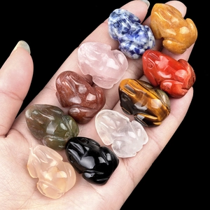 Mini Frog Figurine Natural Gemstone Carved Crystal Small Animal Statue Healing Stone Desktop Decoration Gift