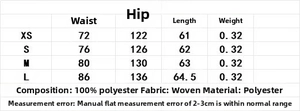 Detailed size chart for women's casual pleated shorts set with measurements in centimeters
