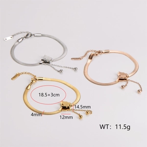 Stainless steel butterfly pendant snake chain bracelet in gold, silver, and rose gold
