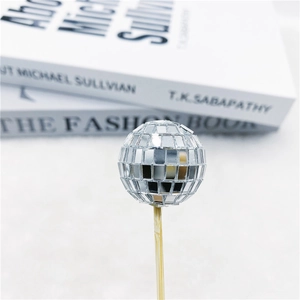 Mini Spiegel-Discokugel-Tortenaufsatz mit Holzstäbchen für Partys und Hochzeiten