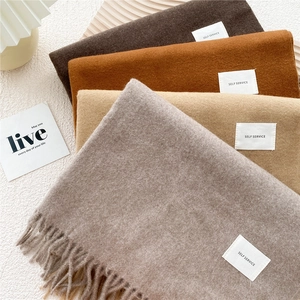Solid Color Imitation Cashmere Winter Scarf Thick Warm Soft Long Shawl Wrap With Tassels For Women