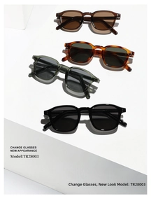 Macro view of TR90 vintage sunglasses frames in tortoiseshell and olive green colors