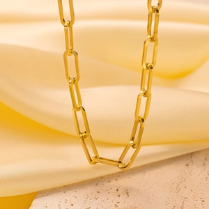 Modern gold paperclip link chain necklace in titanium steel for a chic hip-hop look