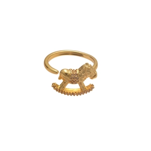 Elegant gold rocking horse ring with zircon stars and adjustable open band design