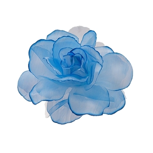 Elegant gradient blue mesh flower hair clip in layered organza for a vacation hair accessory