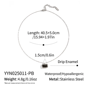 Tableau des tailles du collier en acier inoxydable avec pendentif en émail noir